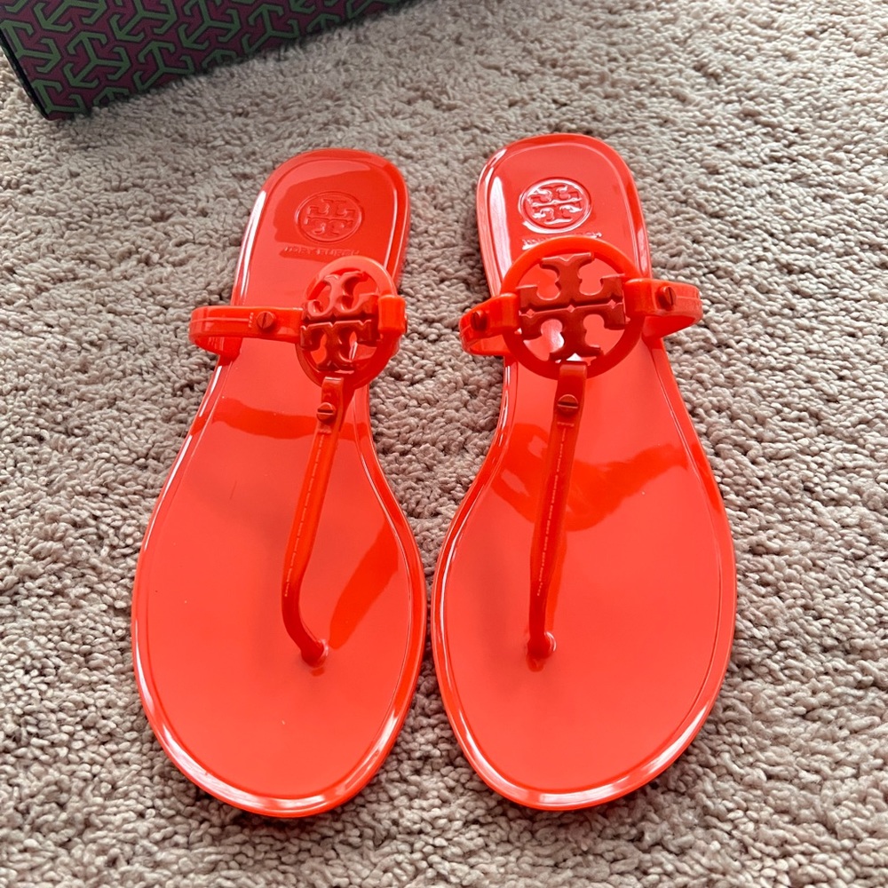 Tory Burch Mini Miller Jelly Flip Flops Orange 8
